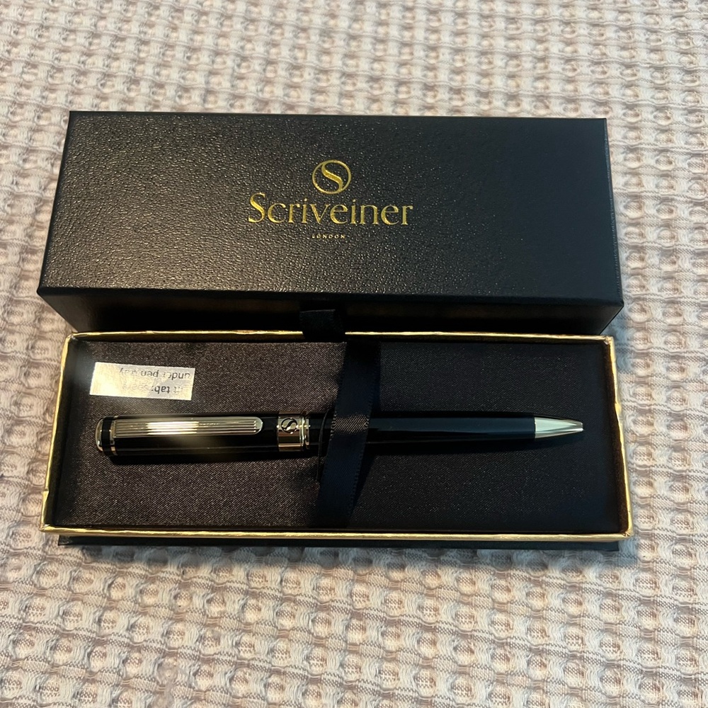 Scriveiner Black and Gold Ballpoint Pen